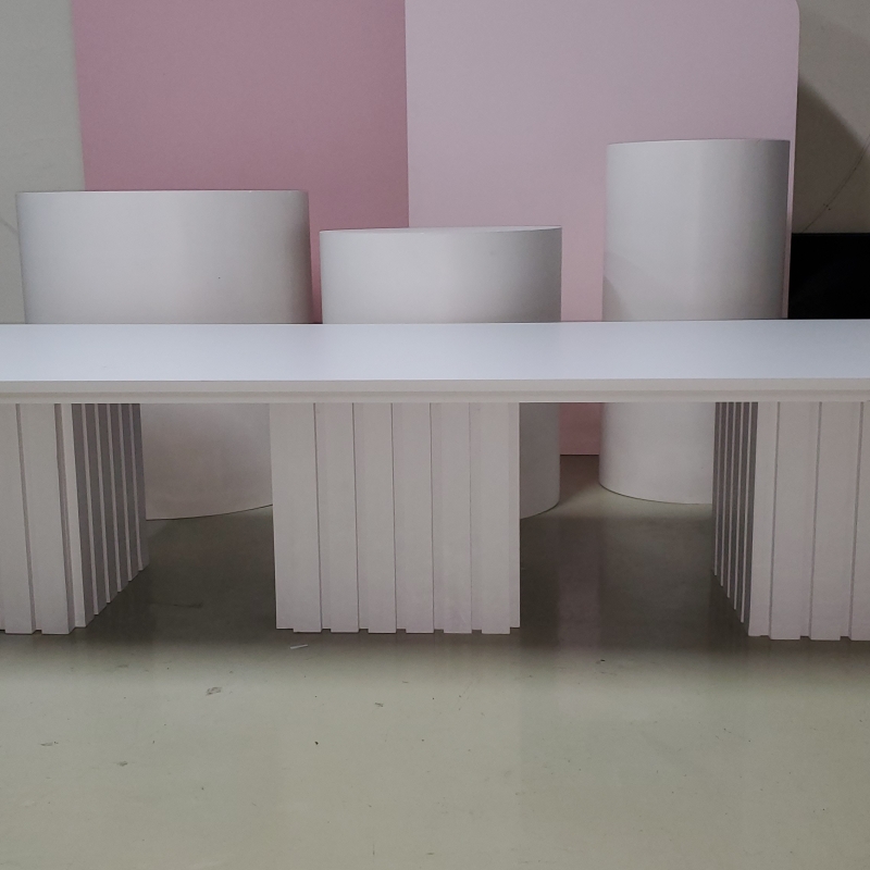 Kids White Slatted Dining Table 95x35x20H
