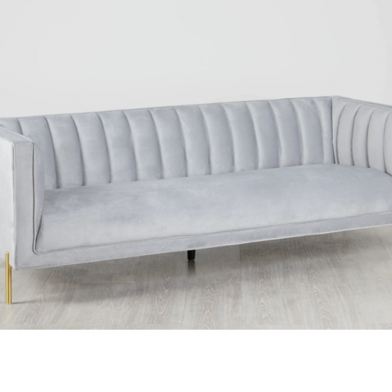 Velvet Gray Sofa 85x34x30H