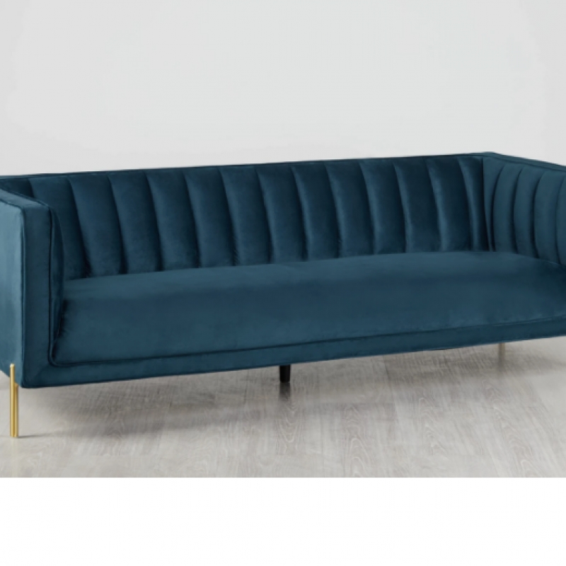 Velvet Blue Sofa 85X34X30H